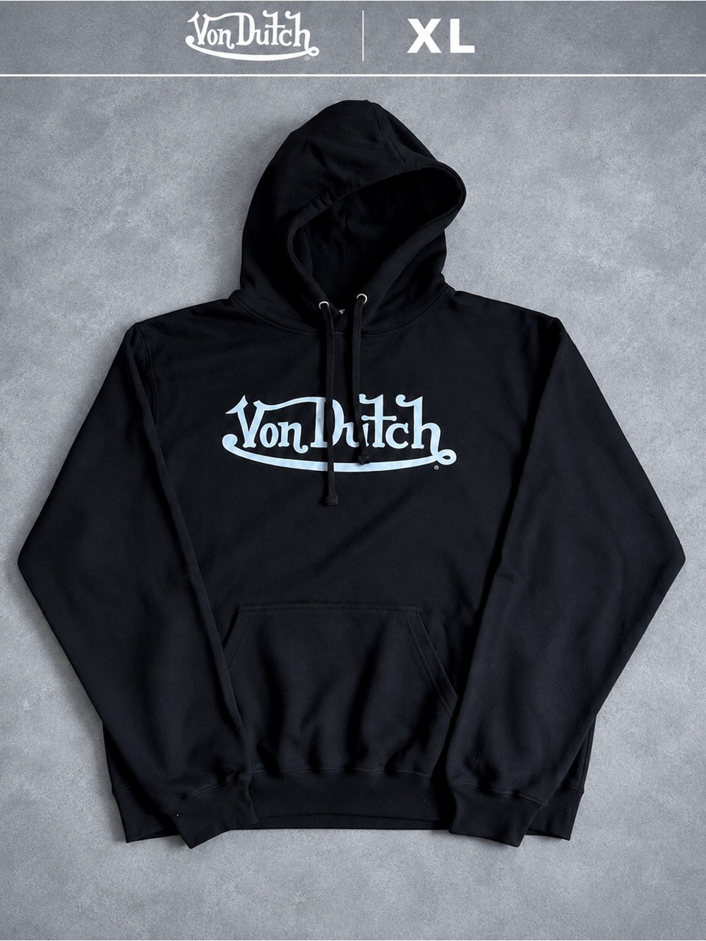 Von Dutch Black Logo Pullover Hoodie XL NWOT